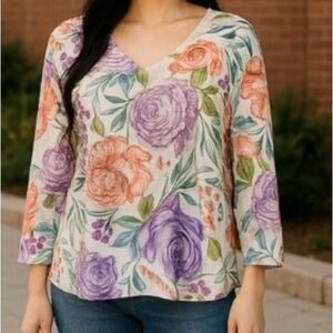 Floral V-Neck Women's Top